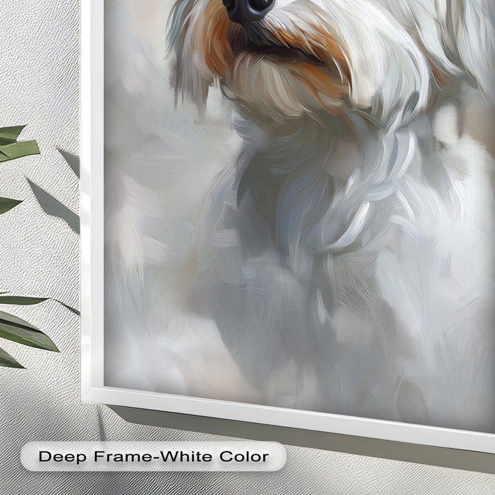 Snowy Gaze – White Maltese Portrait Animal Oil Painting