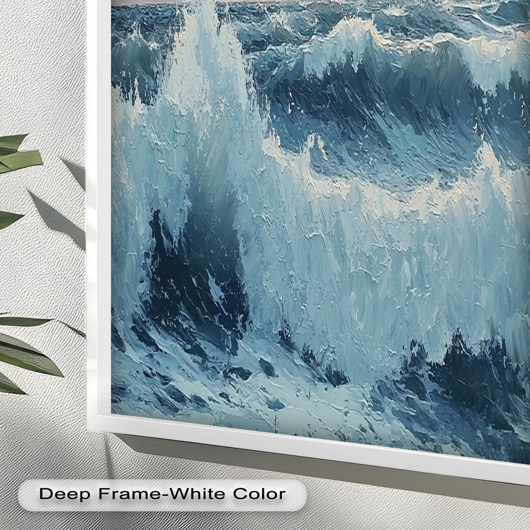 Coastal Wave Art - Seagulls Seascape Oil Painting