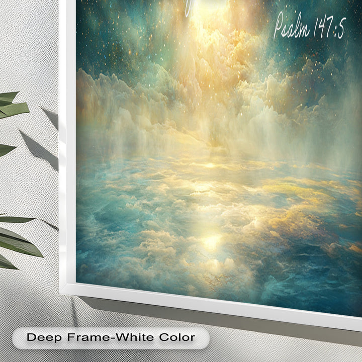 Psalm 147:5 – Mighty in Power Bible Verse Oil Painting