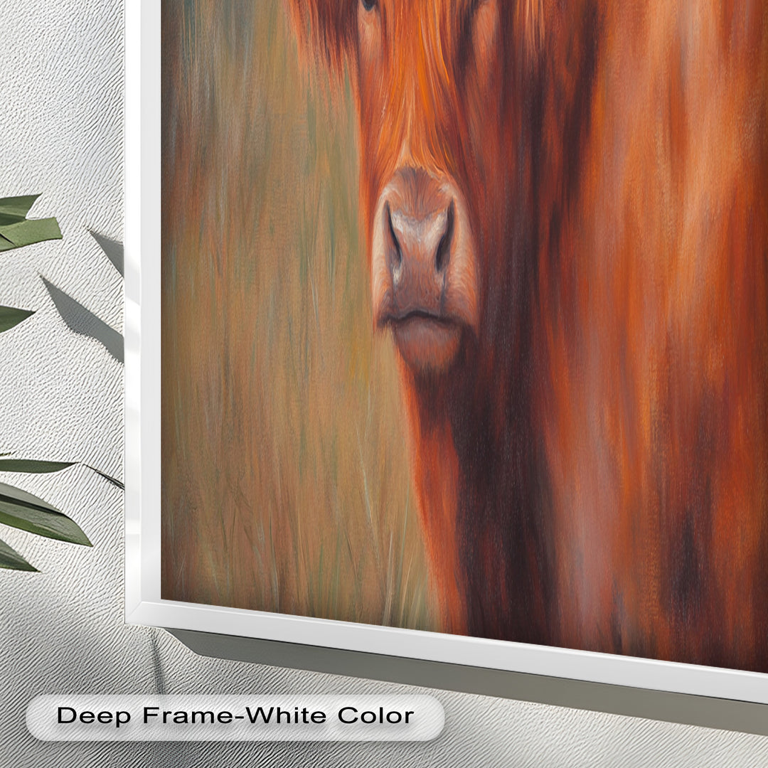 Highland Cow Oil Painting – Warm Animal Wall Art