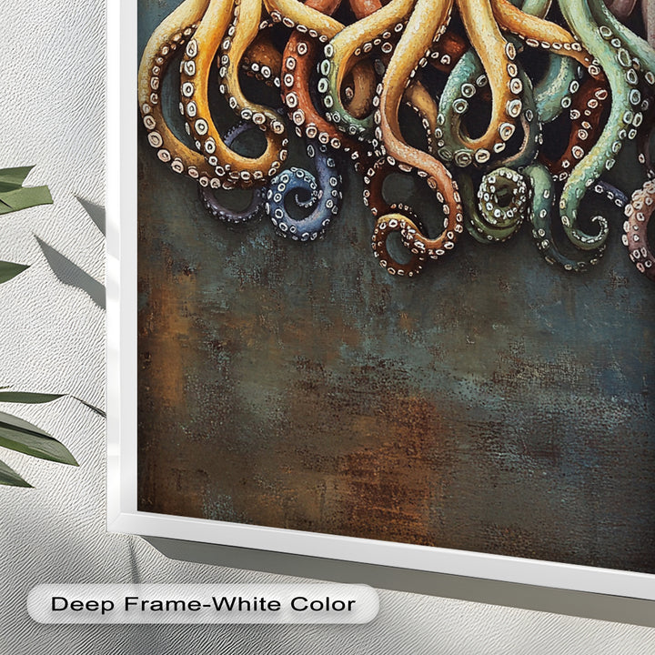 Whimsical Row of Octopuses – Colorful Sea Life Animal Oil Painting