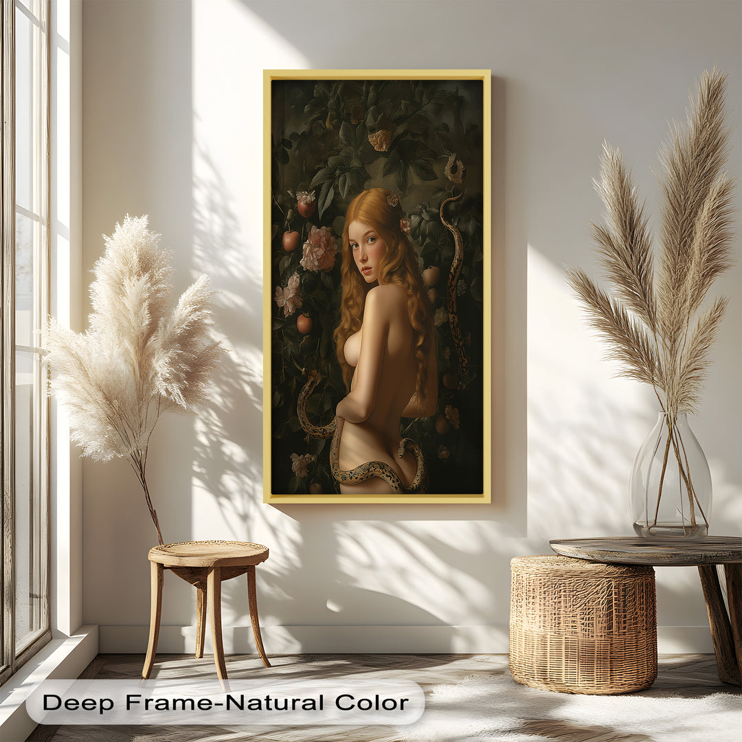 Eve in the Garden – Symbolic Temptation Mythology Oil Painting
