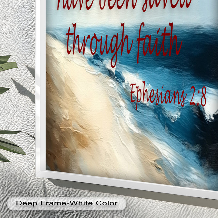 Ephesians 2:8 – Grace Through Faith Bible Verse Oil Painting
