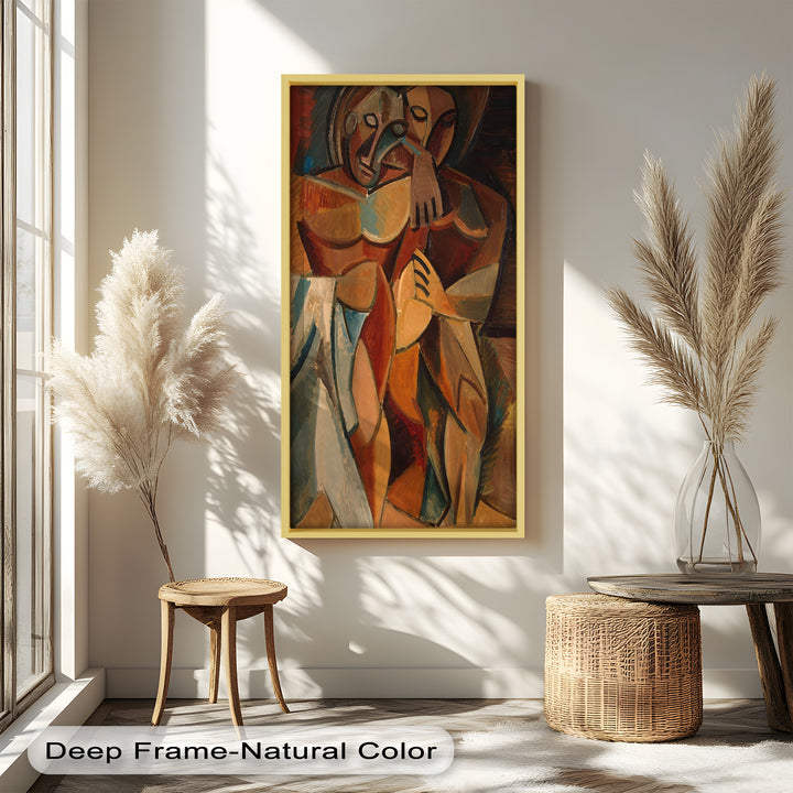 Abstract Embrace in Earth Tones - Picasso Oil Painting