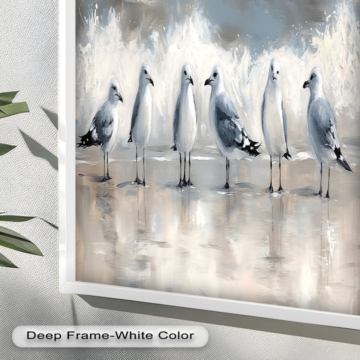 Seagulls and Surf – Bird Oil Painting