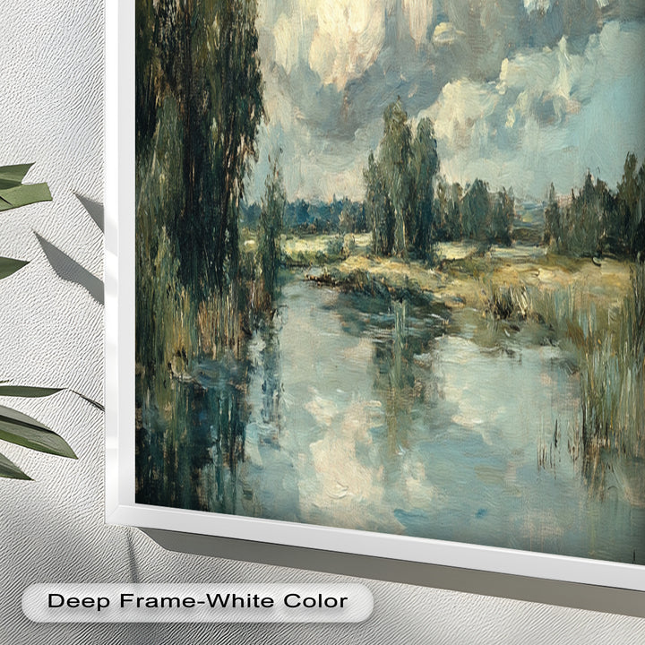 Golden Field & Mountain Horizon – Landscape Oil Painting