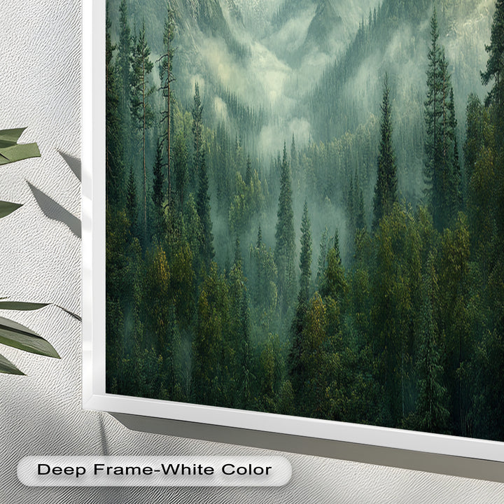 Misty Mountain Forest - Framed Oil Paintings