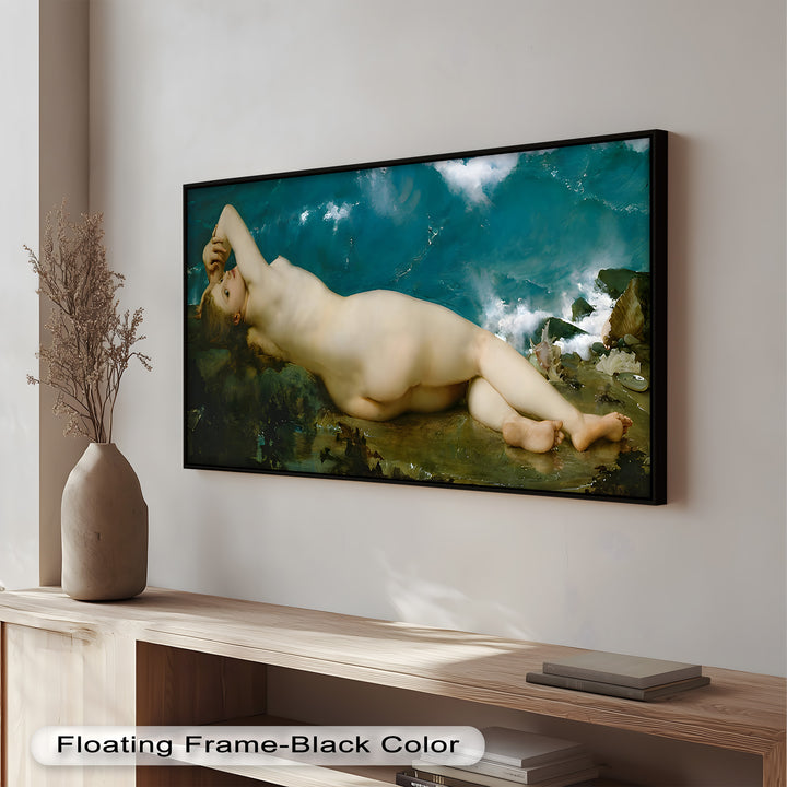Sirensong Repose – Mythological Nude Beside the Sea Oil Painting