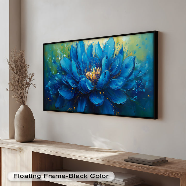 Golden-Centered Lotus in Bloom - Flower Oil Painting