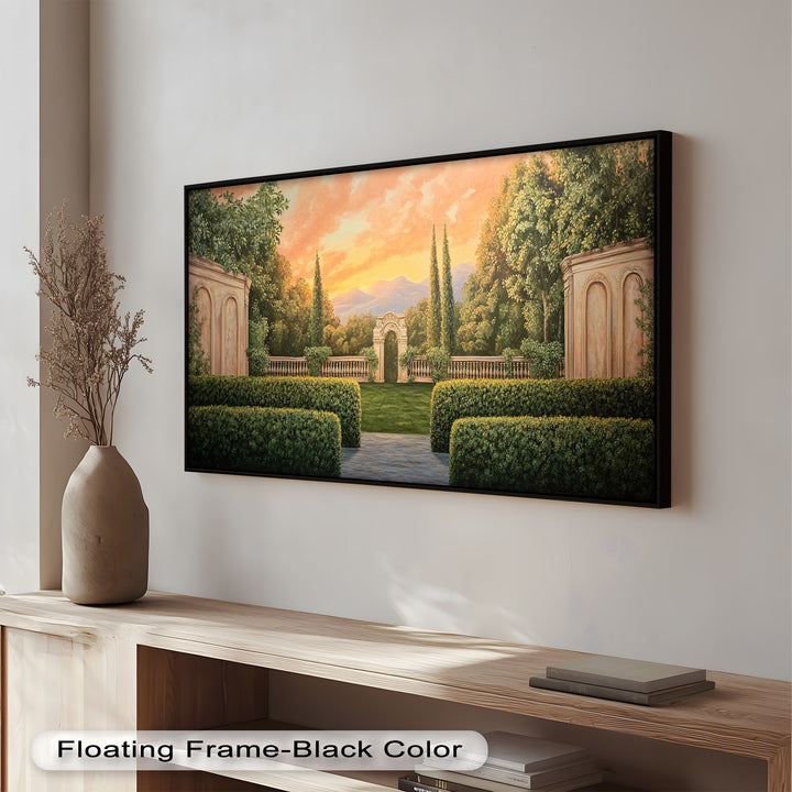 Sunset Garden Gateway – Classical Landscape Oil Painting