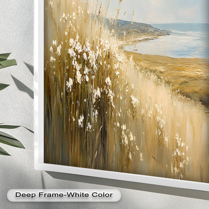 Wildflower Field Landscape – Serene Coastal Oil Painting