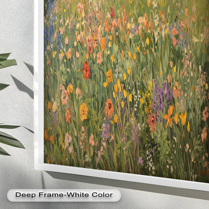Wildflower Field Impressionist – Framed Landscape Oil Painting