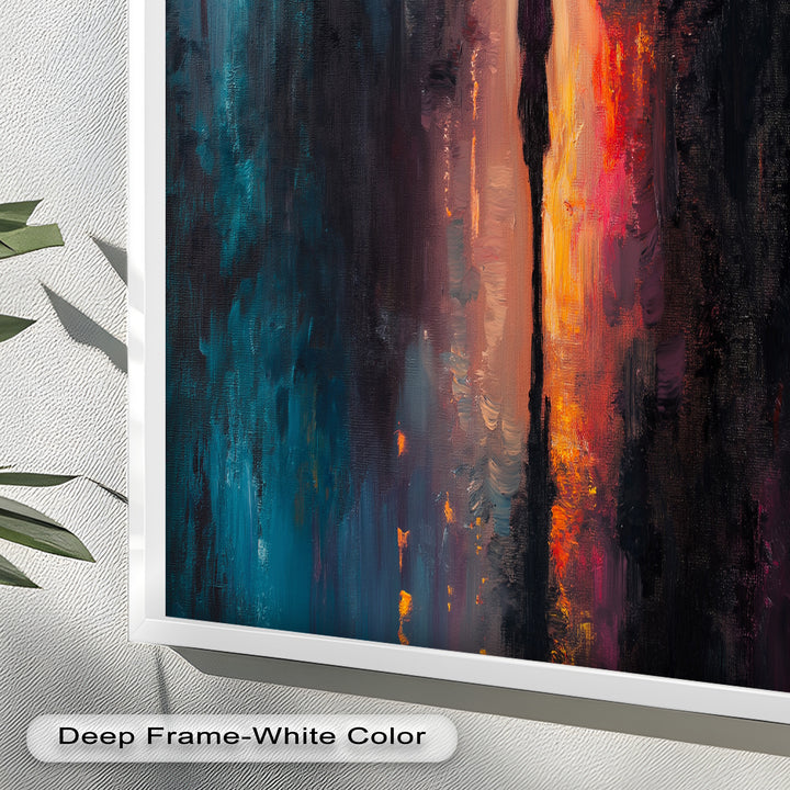 Evening Solitude – Romantic Rainy Stroll Love Oil Painting