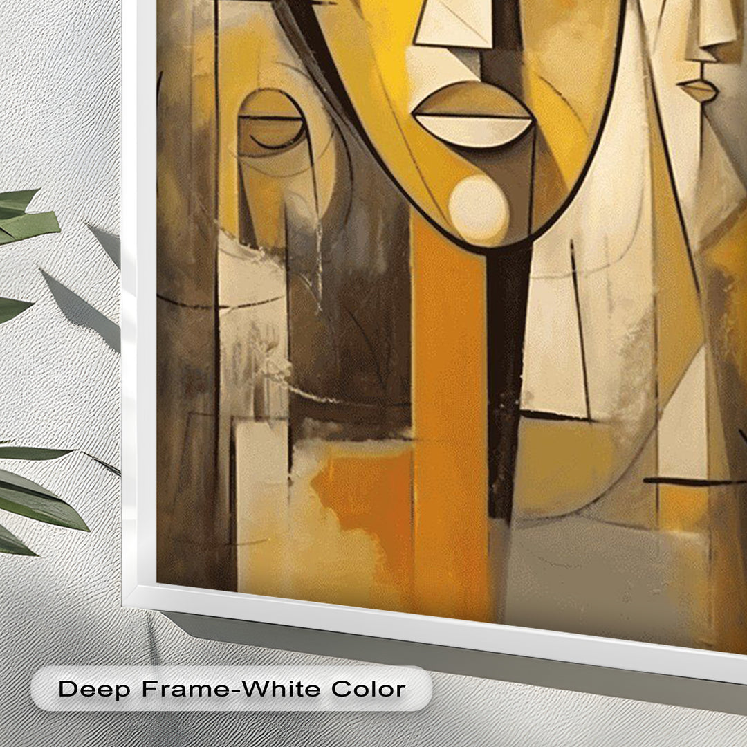 Amber Contours – Abstract Portrait Series in Picasso Oil Painting