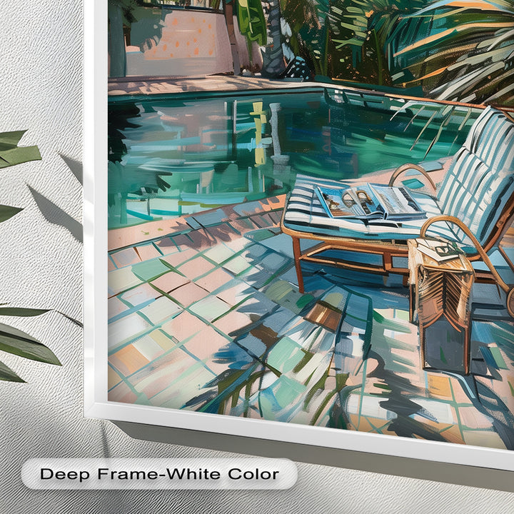 Poolside Palm Tree Escape – Tropical Oil Painting