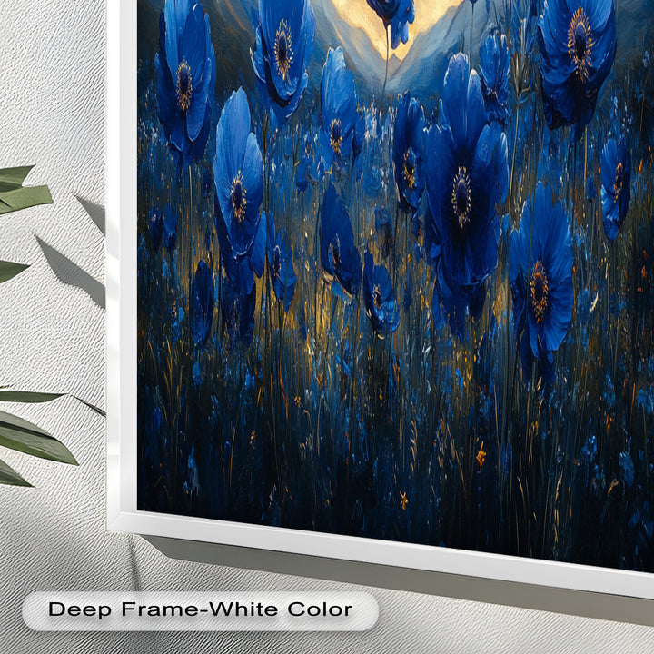 Blue Poppies Beneath a Twilight Sky - Flower Oil Painting