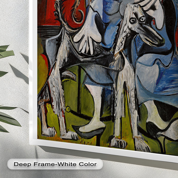 Loyal Companion – Picasso Style Woman with Dog Oil Painting