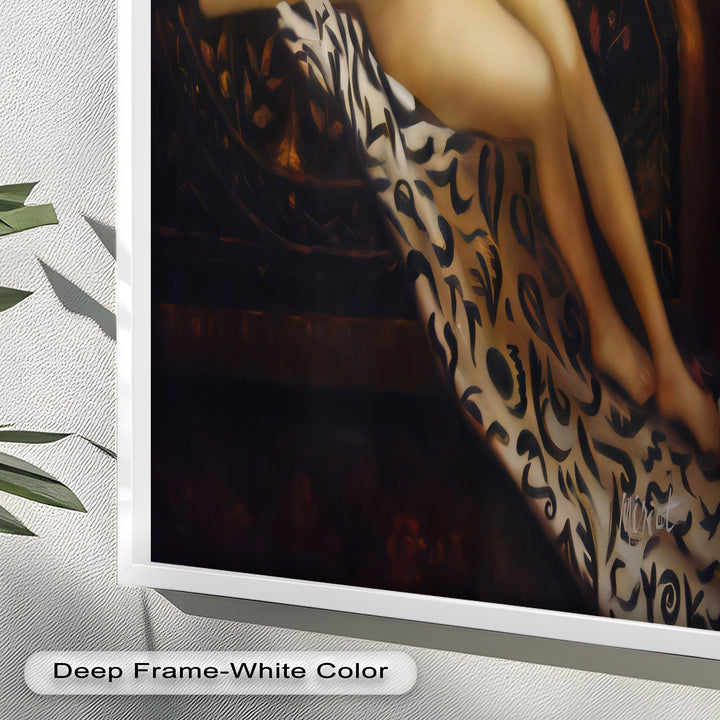 Velvet Reverie – Reclining Nude on Ornamental Nude Oil Painting