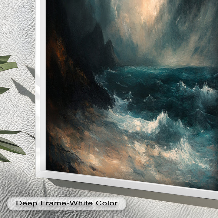 Ocean Wall Art - Stormy Coastline Seascape Oil Painting