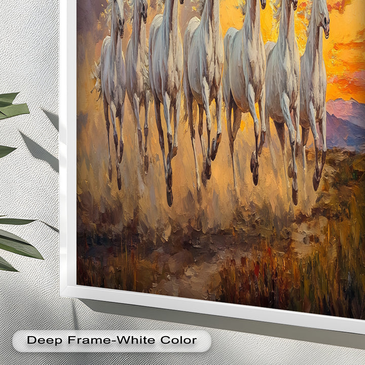 Run with the Sun – White Horses Oil Painting