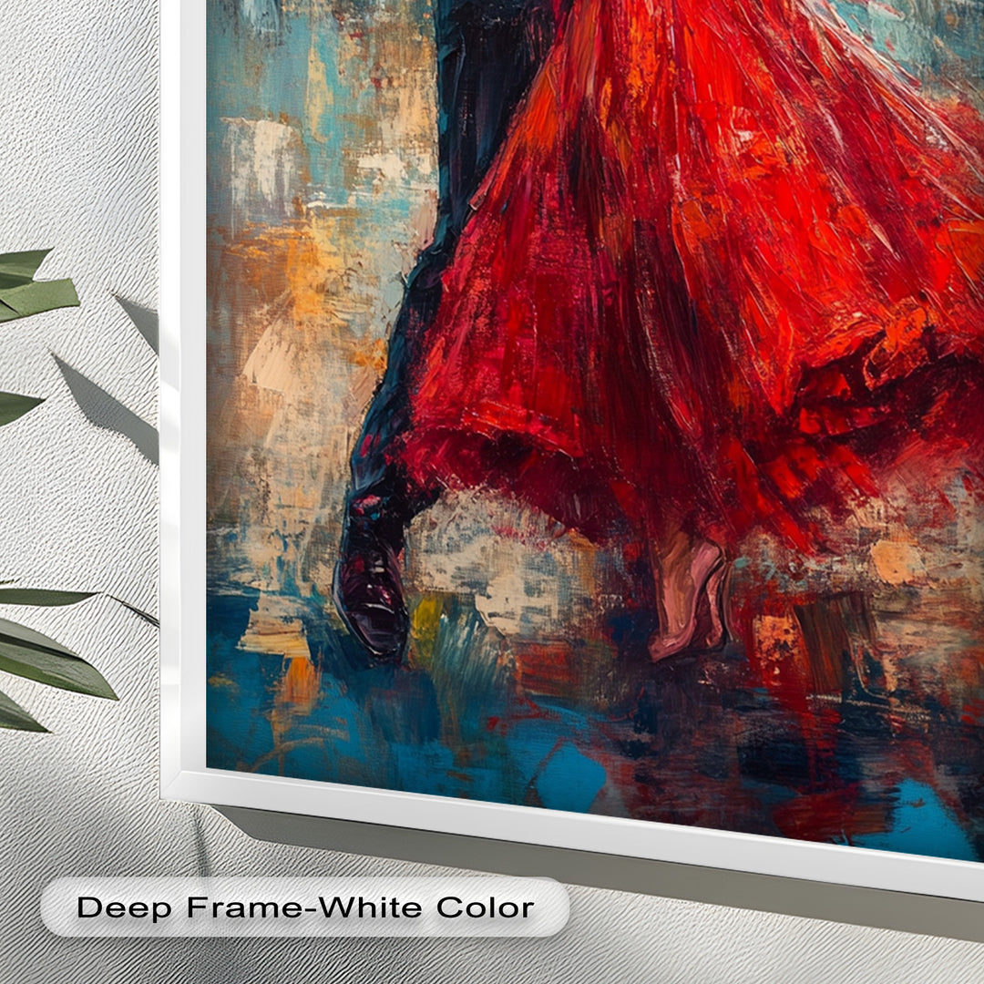 Flamenco Fire – Romantic Couple in Red Dress Oil Painting