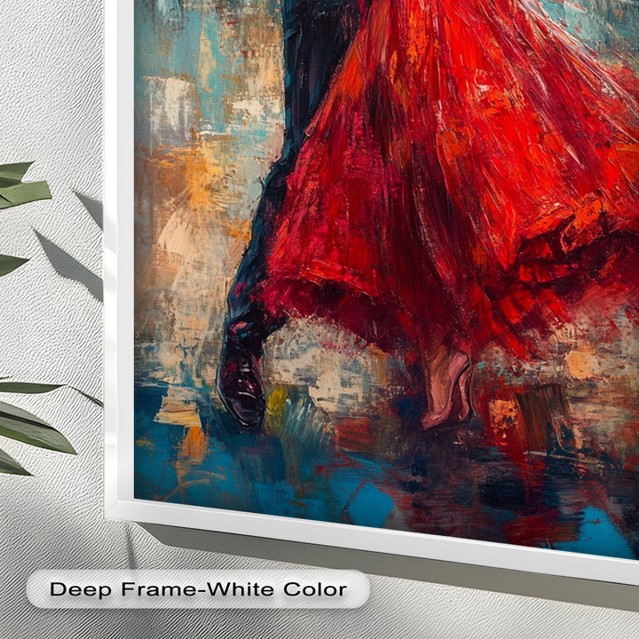 Flamenco Fire – Romantic Couple in Red Dress Oil Painting