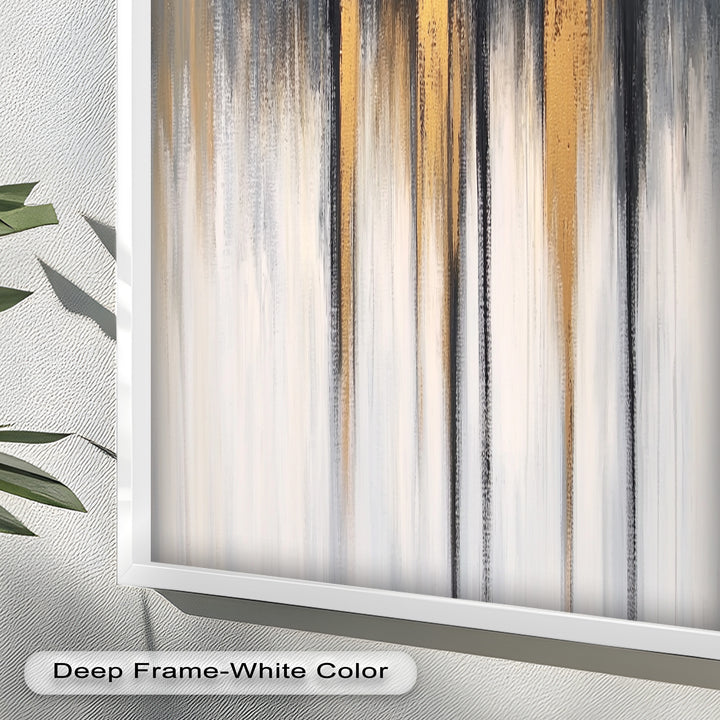Modern Grey & Gold Abstract – Framed Oil Painting