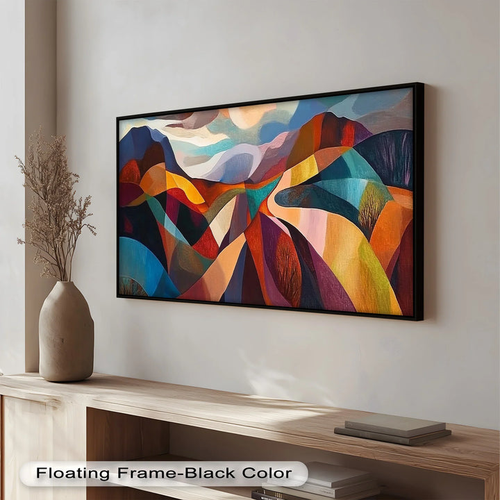 Valley of Vibrance – Geometric Landscape Abstract Oil Painting - MyPhotoStation