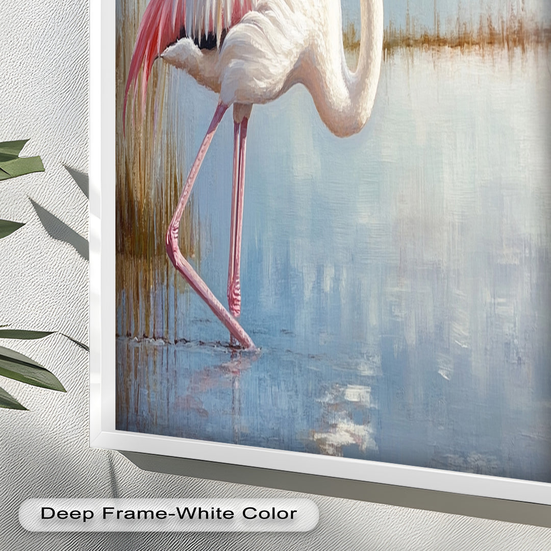 Graceful Flamingo in Shallow Water – Animal Oil Painting