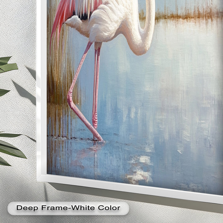 Graceful Flamingo in Shallow Water – Animal Oil Painting