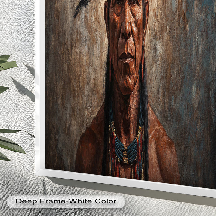 Echo of the Ancestors – Native Warrior Portrait Oil Painting