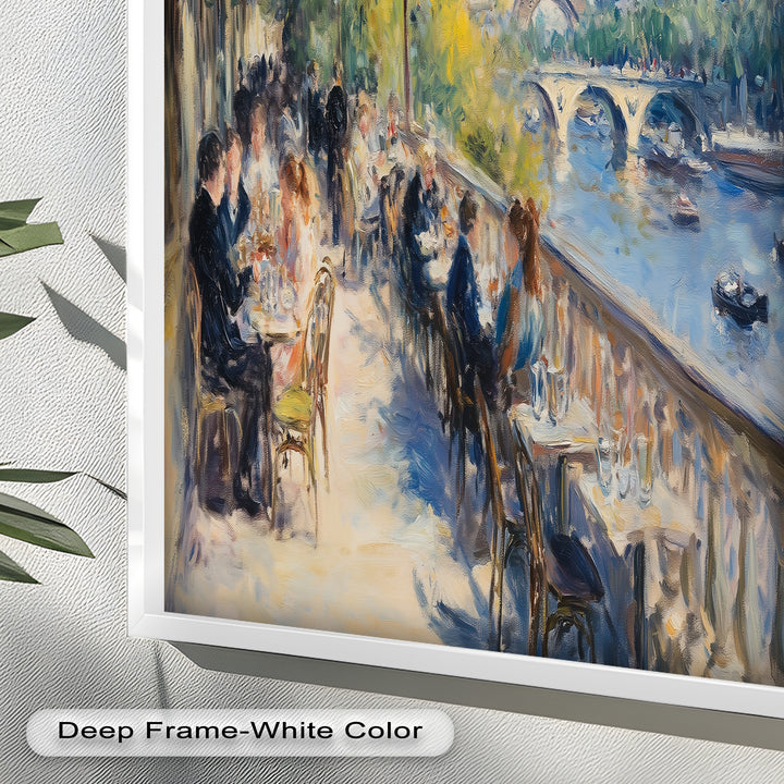 Eiffel Café Serenity – Parisian Terrace with River View Oil Painting