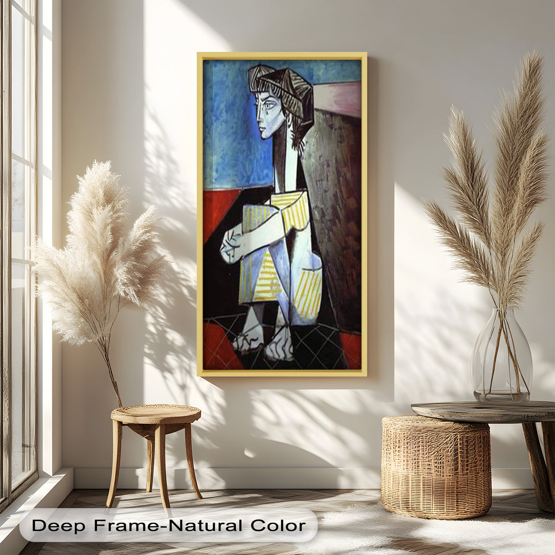 Seated in Reflection – Picasso Style Abstract Oil Painting
