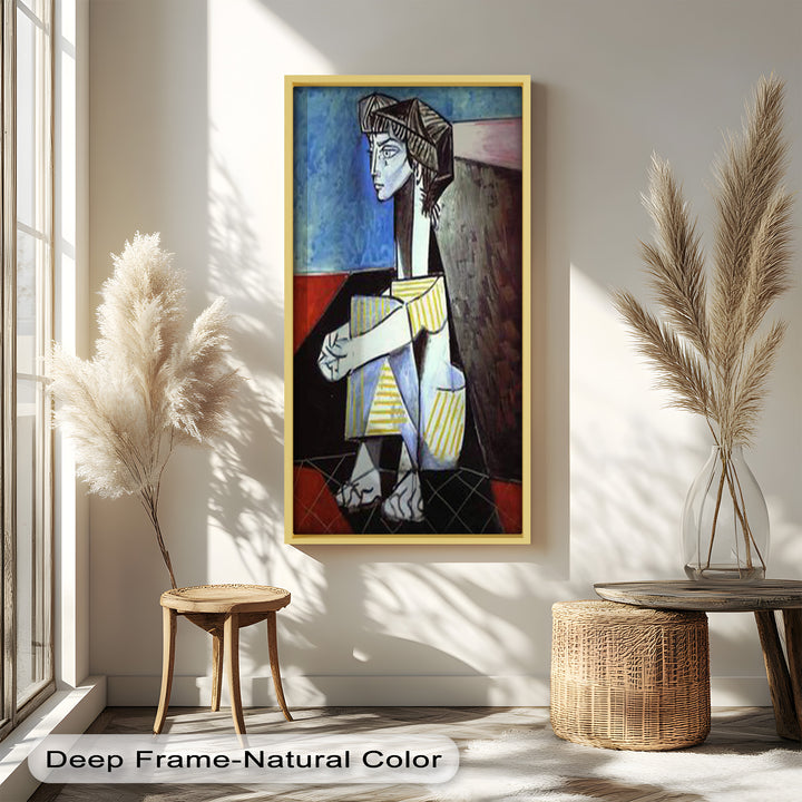 Seated in Reflection – Picasso Style Abstract Oil Painting