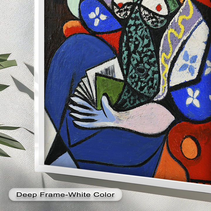 Woman with a Book – Cubist Interior Portrait Picasso Oil Painting