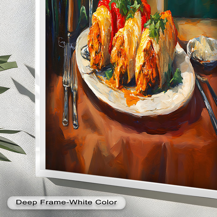 Gefüllte Paprika und Wein – Gourmet-Essszene Food Painting