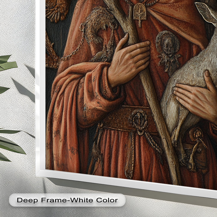 Saint with Deer Wall Art – Religious Oil Painting