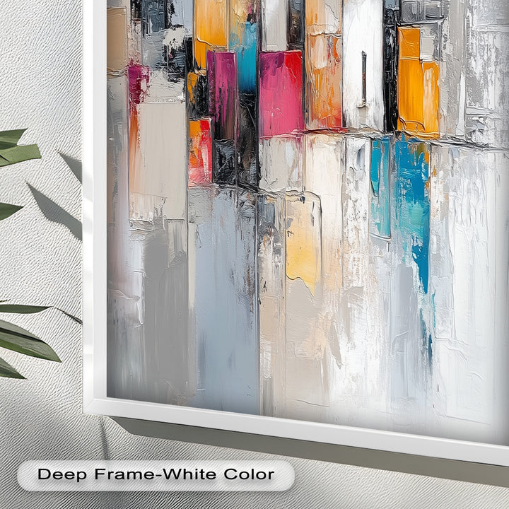 Urban Geometry – Color Block Cityscape Abstract Oil Painting