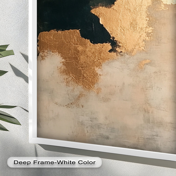 Golden Drift – Minimalistisches abstraktes Ölgemälde in Gold und Dunkelgrün