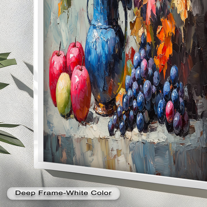 Fall Apple & Floral Still Life – Rustic Autumn Decor Oil Painting