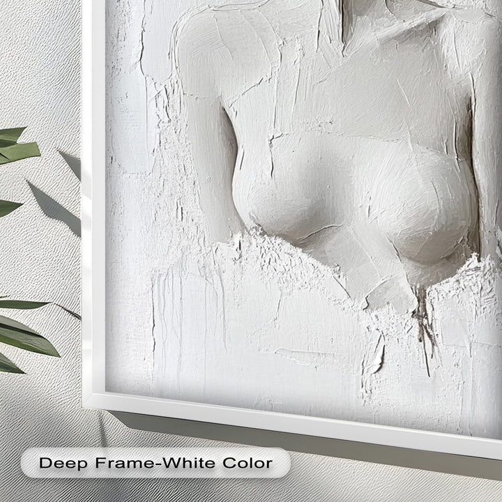 Silent Form – Minimalist White Abstract Female Oil Painting