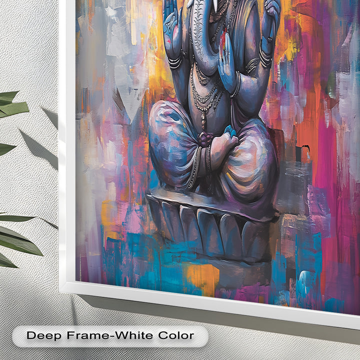 Farbenfrohe Ganesha-Wandkunst – Religiöses Ölgemälde