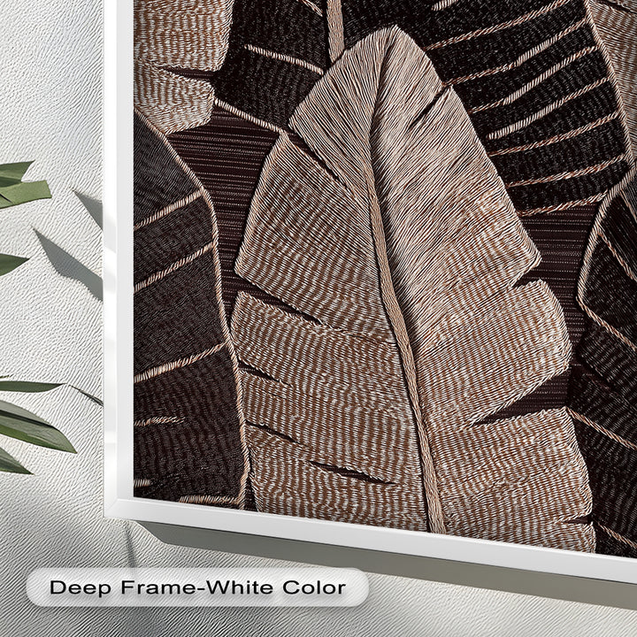 Tactile Tropics – Brown Leaf Composition Flower Oil Painting
