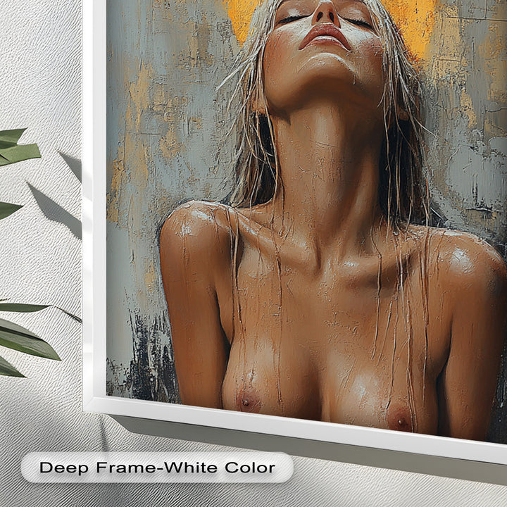 Haloed Grace – Ethereal Nude Portrait Oil Painting