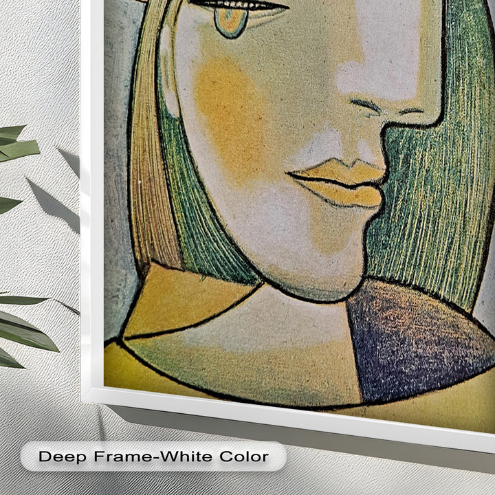 Soft Gaze of Solitude – Abstract Female Portrait Picasso Oil Painting