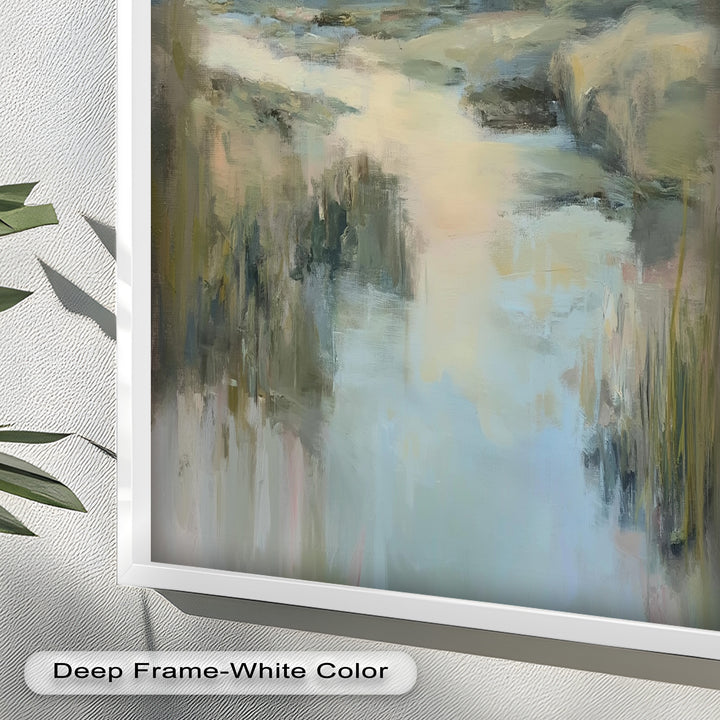 Pastel River Landscape - Framed Oil Painting
