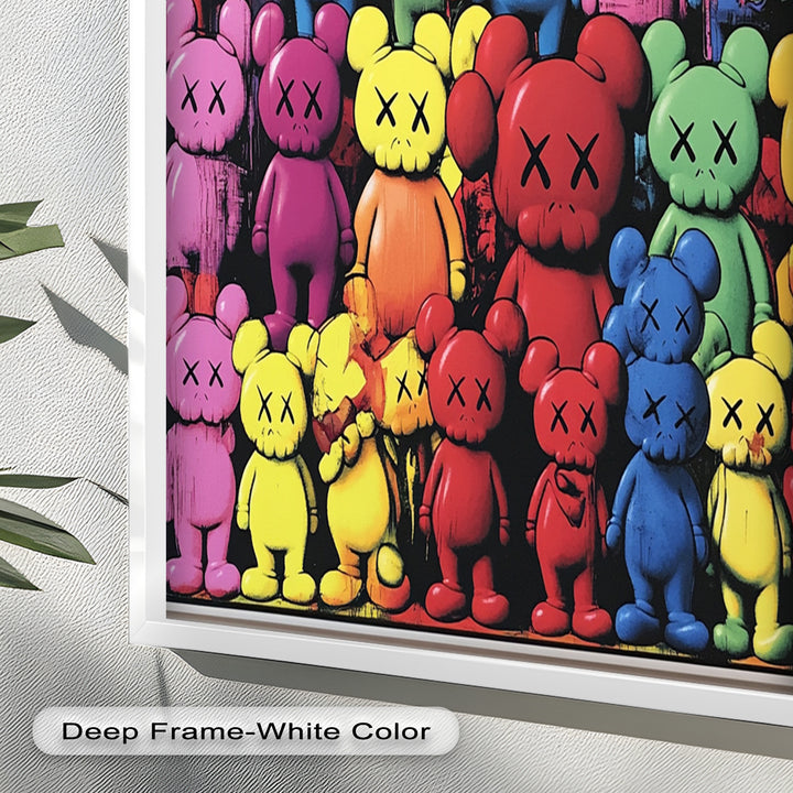 KAWS Rainbow Parade – Mehrfarbiges Pop-Art-Ölgemälde