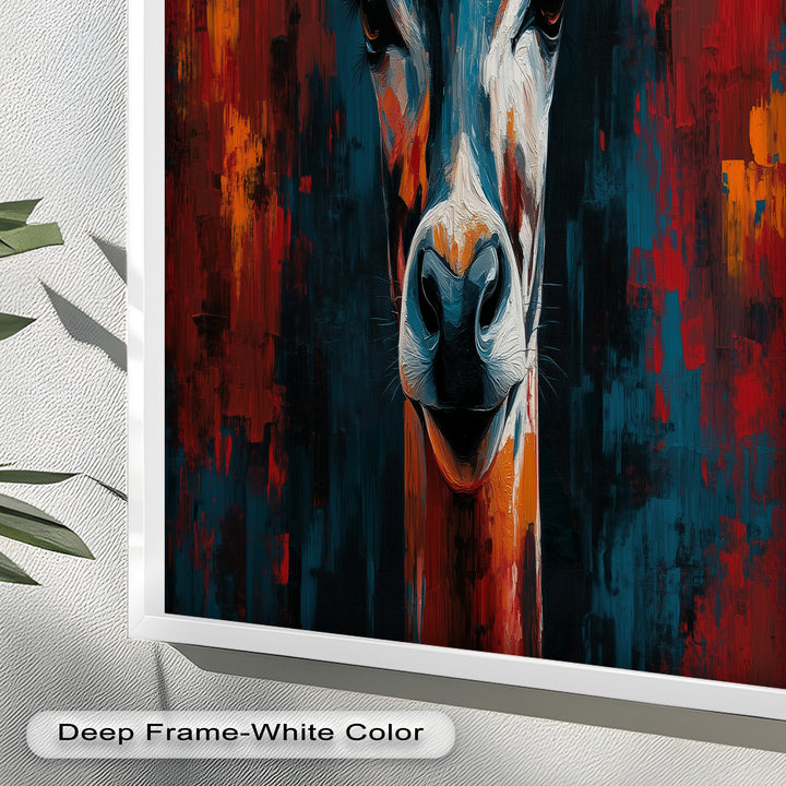 Giraffe Portrait in Abstract Flames – Animal Oil Painting