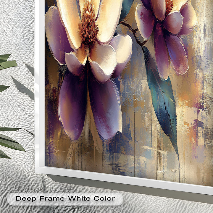 Golden Magnolia Blossoms – Modern Floral Oil Painting