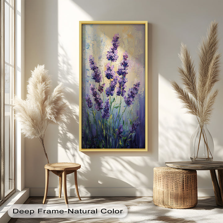 Lavender Blooms in Textured Harmony - Flower Oil Painting